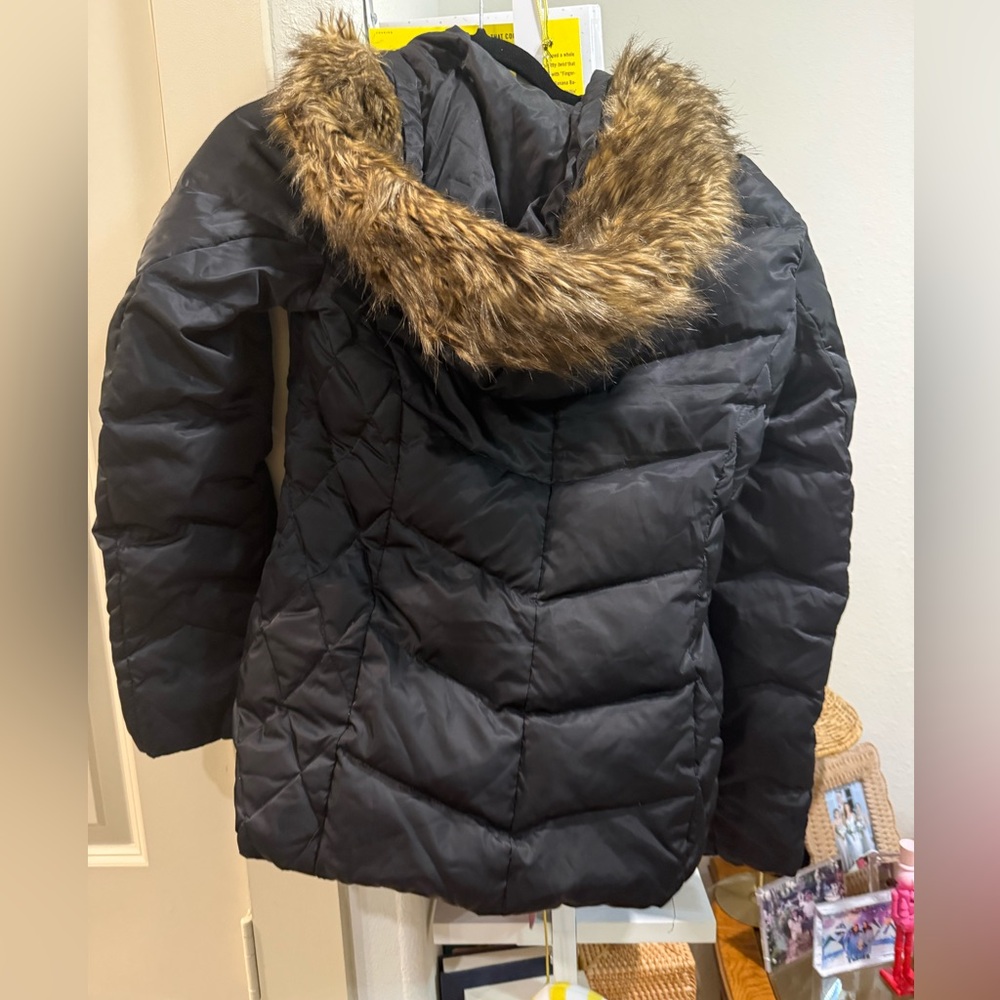 1 Madison Fur Collar Down Filled Black Coat